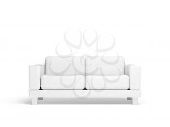 Sofa isolated on white empty interior background, 3d illustration, front view