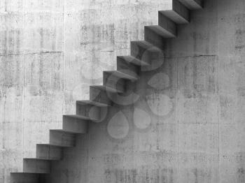 Gray concrete stairway on the wall, 3d interior background, digital graphic illustration