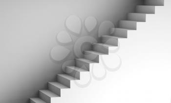 White stairway on the wall, 3d interior background, digital graphic illustration