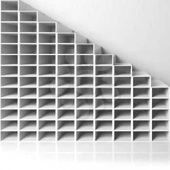 Abstract white architecture background, 3d stairs on the wall