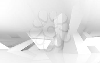 Abstract white digital architecture background, 3d render illustration