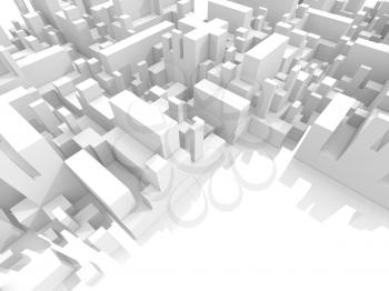 Abstract schematic white 3d cityscape with reserved free space area