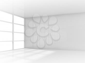 Abstract white interior, empty room with window. 3d render illustration