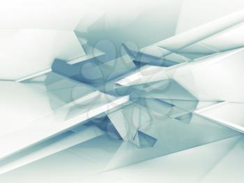 Abstract digital background with light blue chaotic low polygonal structure, 3d illustration