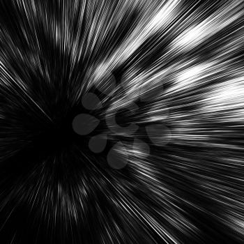 Abstract digital image with fast motion blur effect on black square background