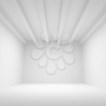 Abstract white architecture background. Empty room interior, 3d illustration, front view