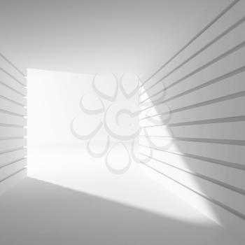 Empty white abstract interior with angle of light in gate, 3d illustration