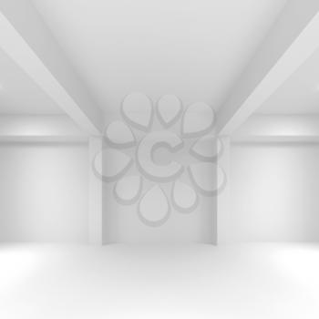 Abstract white empty interior background with soft illumination, 3d illustration, front view