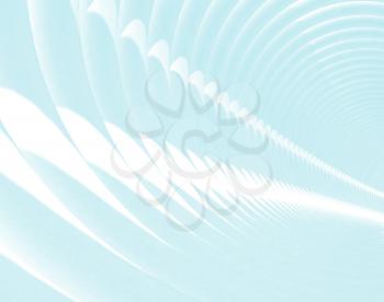 Abstract 3d illustration with light blue shining bent spiral tunnel structure