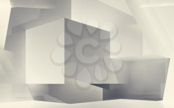 Abstract monochrome digital architecture background, 3d render illustration