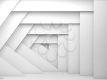 Abstract digital interior background with white frames pattern, 3d illustration with soft shadows