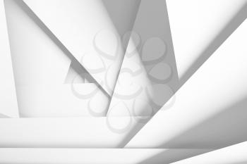 Abstract digital background with white chaotic multi layered planes, 3d illustration