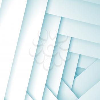 Abstract square geometric background, white frame layers pattern, 3d illustration with soft shadows