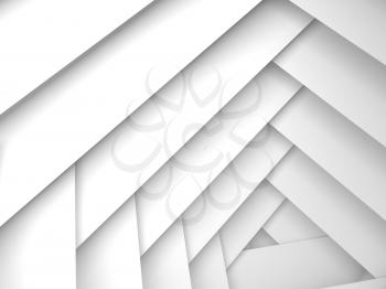 Abstract geometric background, white frame layers pattern, 3d illustration with soft shadows