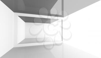 Abstract minimal architecture background. Empty white open space modern room interior, 3d illustration