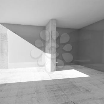 Abstract empty room interior with gray walls and concrete floor, 3d illustration