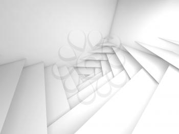 Abstract geometric background. White layers pattern and soft shadows, 3d illustration