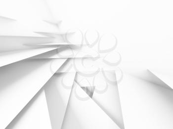 Abstract geometric background with white layers pattern, 3d illustration with soft shadows