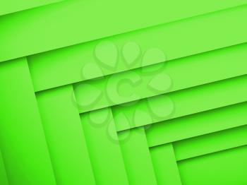 Abstract geometric background with green layers pattern, 3d illustration with soft shadows