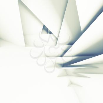 Abstract geometric background, white layers pattern, 3d illustration with soft shadows