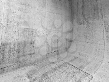 Abstract concrete interior with rounded edge between floor and wall, 3d illustration background
