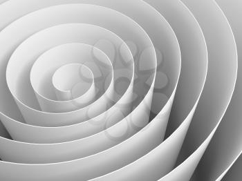 White 3d spiral made of paper with soft shadows, abstract digital illustration, background pattern