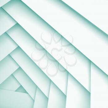 Abstract geometric background with white layers pattern, 3d illustration with soft blue shadows