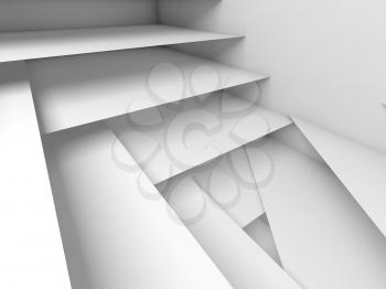 Abstract digital background, white stairs pattern, 3d illustration, soft shadows