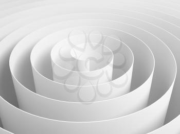 White 3d spiral made of paper tape, abstract digital illustration, background pattern