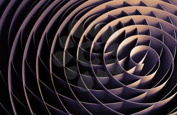 Dark intersected 3d spirals, abstract digital illustration, background pattern