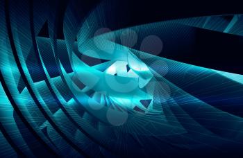 Abstract digital background with shining dark blue 3d spiral structures