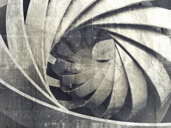 Abstract digital background with 3d spiral structure over grungy concrete wall