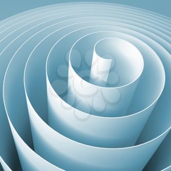 Blue 3d spiral, square abstract digital illustration, background pattern