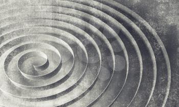 Spiral over concrete wall texture, abstract 3d digital illustration, background pattern