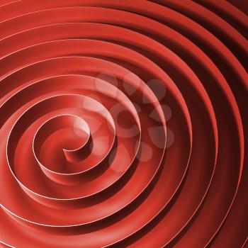 Red 3d spiral tape with soft shadows, abstract digital illustration, background pattern