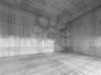 Abstract interior of an empty room with rough concrete walls. 3d render illustration