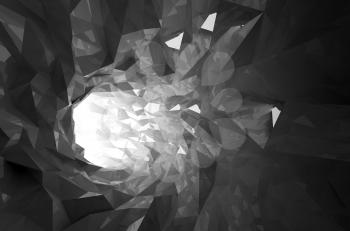 Abstract shining black crystal digital tunnel background. 3d illustration