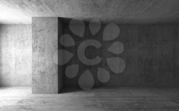 Abstract architectural background, empty gray concrete room interior. 3d render illustration