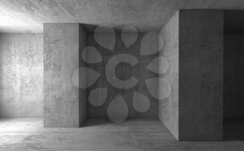 Abstract architectural background, gray concrete room interior. 3d render illustration
