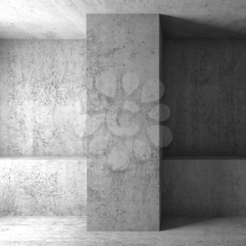 Abstract square cg architectural background. Empty concrete room. 3d illustration