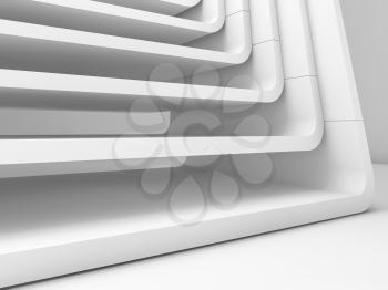 White abstract modern architecture background, curved frames structure. 3d render