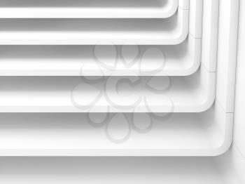 White abstract modern architecture background, stairs structure. 3d render illustration