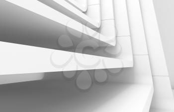 White abstract modern architecture background, curved stairs structure. 3d render