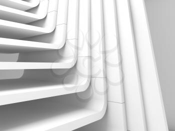 White abstract architecture background, curved stairs structure. 3d render illustration