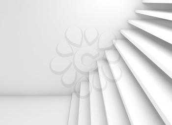 Abstract computer graphic background, empty white stairs goes up, 3d illustration