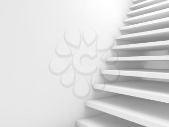 Abstract cg background, empty white stairs goes up, 3d illustration