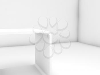 Empty white exhibition stand in blank gallery interior, 3d illustration