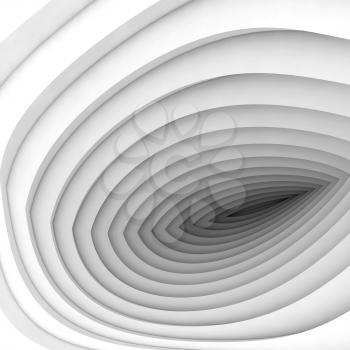 Abstract digital background, white tunnel perspective, 3d illustration