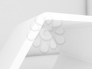 Empty white hexagonal object fragment, 3d render illustration