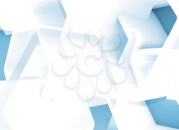 Abstract blue white technology background with hexagonal structures. 3d render illustration